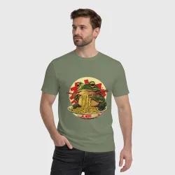 Мужская футболка хлопок Лягушка ест лапшу - фото 2