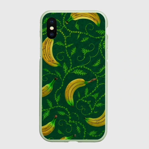 Чехол для iPhone XS Max матовый Банановый орнамент паттерн