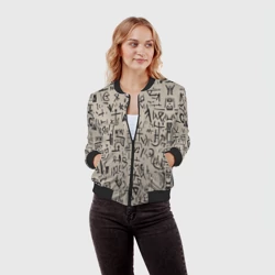 Женский бомбер 3D Иероглифы маори - фото 2