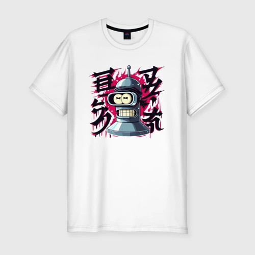 Мужская футболка хлопок Slim Bender from Futurama cartoon - Japanese style