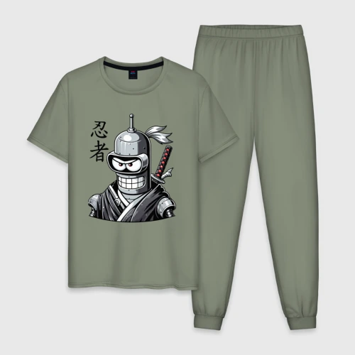 Мужская пижама хлопок Bender is a cool ninja - hieroglyphs