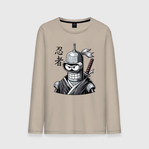 Мужской лонгслив хлопок Bender is a cool ninja - hieroglyphs