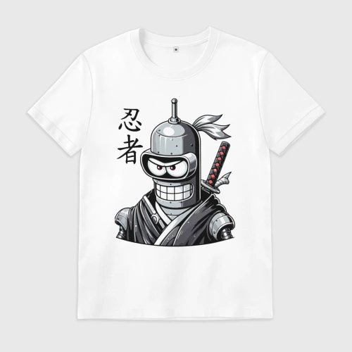 Мужская футболка хлопок Bender is a cool ninja - hieroglyphs