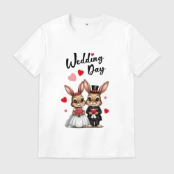 Мужская футболка хлопок День свадьбы зайцы