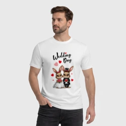 Мужская футболка хлопок День свадьбы зайцы - фото 2