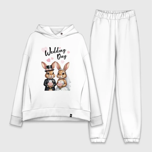 Женский костюм хлопок Oversize Wedding day зайцы