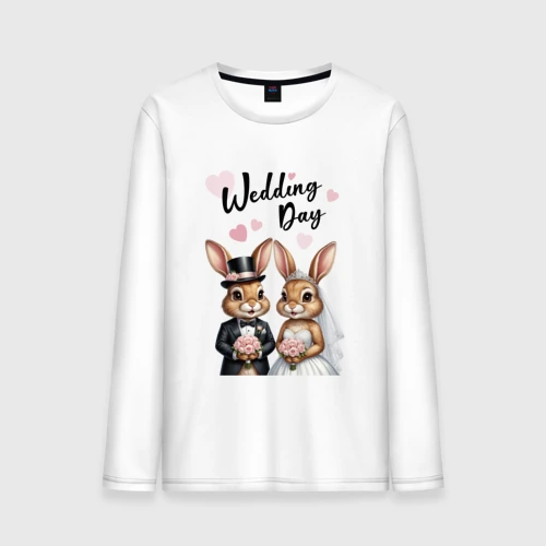 Мужской лонгслив хлопок Wedding day зайцы