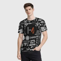 Мужская футболка 3D Twenty one pilots rock logo - фото 2