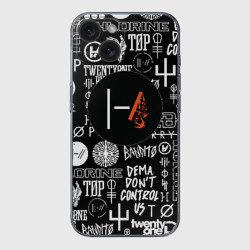 Чехол для iPhone 15 силиконовый с защитой камеры Twenty one pilots rock logo