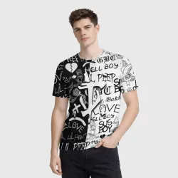 Мужская футболка 3D Doom x liil peep pattern black - фото 2