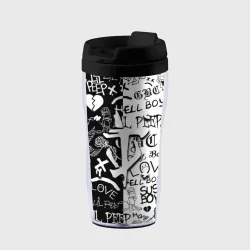 Термокружка-непроливайка Doom x liil peep pattern black