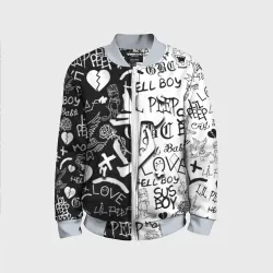 Детский бомбер 3D Doom x liil peep pattern black