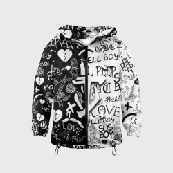 Детская ветровка 3D Doom x liil peep pattern black