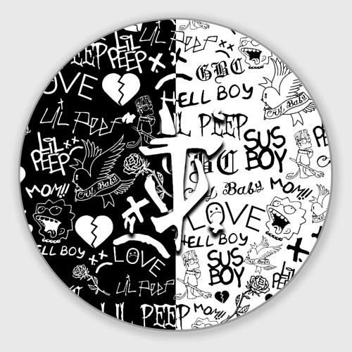 Круглый коврик для мышки Doom x liil peep pattern black