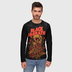 Мужской лонгслив 3D Black Sabbath skeleton with roses - фото 2
