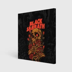 Холст квадратный Black Sabbath skeleton with roses