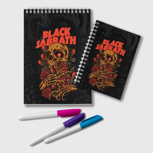 Блокнот Black Sabbath skeleton with roses