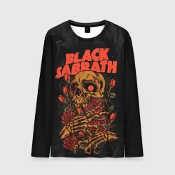 Мужской лонгслив 3D Black Sabbath skeleton with roses