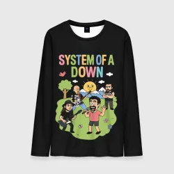 Мужской лонгслив 3D System of a Down мультяшный