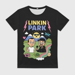 Женская футболка 3D Линкин Парк мультяшный стиль