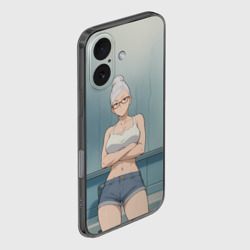 Чехол для iPhone 16 силиконовый с защитой камеры Дандадан бабушка в ванной  - фото 2