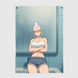 Постер Дандадан бабушка в ванной 