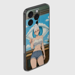 Чехол для iPhone 16 Pro силиконовый с защитой камеры Dandadan Seiko в комнате указывает - фото 2