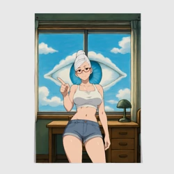 Постер Dandadan Seiko в комнате указывает