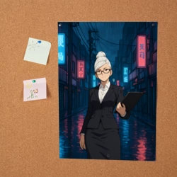 Постер Dandadan Seiko в городе с планшетом - фото 2