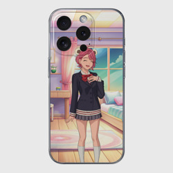 Чехол для iPhone 15 Pro Max силиконовый с защитой камеры Дандадан Сиратори Айра смущается 