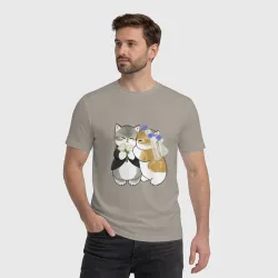Мужская футболка хлопок Свадьба котиков мемных - фото 2