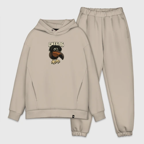 Мужской костюм oversize хлопок Скебоб птица мем