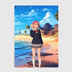 Постер Дандадан Сиратори Айра с ракушкой в руках