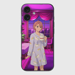 Чехол для iPhone 16 силиконовый с защитой камеры Дандадан Сиратори Айра с кофе