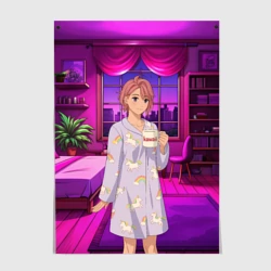 Постер Дандадан Сиратори Айра с кофе