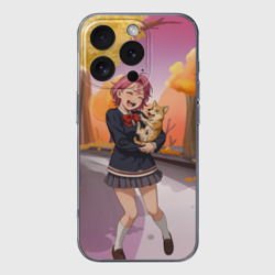 Чехол для iPhone 16 Pro силиконовый с защитой камеры Сиратори Айра Дандадан с щенком