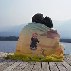 Плед 3D Сиратори Айра играет с песиком - Дандадан  - фото 2