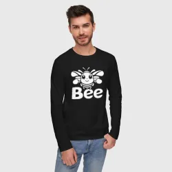 Мужской лонгслив хлопок Веселая белая пчелка - фото 2