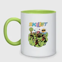 Кружка двухцветная Skillet мультяшный стиль