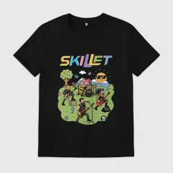Мужская футболка хлопок Skillet, мультяшный стиль