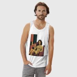 Мужская майка хлопок Девушку в кресле ретро поп-арт 1970-е - фото 2