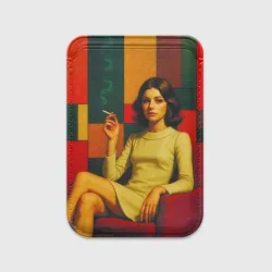 Картхолдер Magsafe магнитный Девушка в кресле ретро поп-арт 1970-е