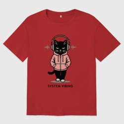 Женская футболка хлопок Oversize Sigma cat 3