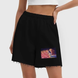 Женские шорты oversize футер хлопок Фудзимото и Гранмамаре из рыбки Поньо на утесе - фото 2