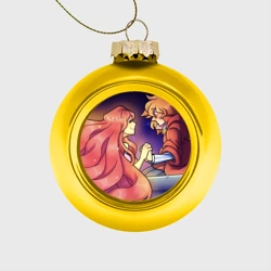 Ёлочный шар стеклянный/пластиковый Фудзимото и Гранмамаре из рыбки Поньо на утесе