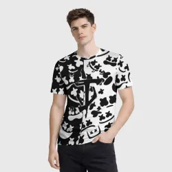 Мужская футболка 3D Doom x Marshmello pattern - фото 2