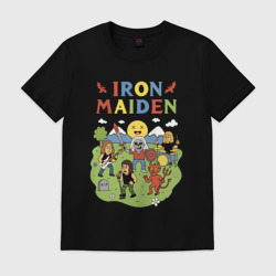Мужская футболка хлопок Iron Maiden мультяшный стиль