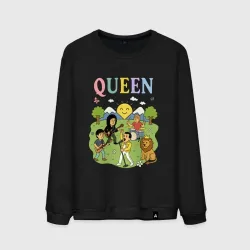 Мужской свитшот хлопок Queen, мультяшный стиль на черном