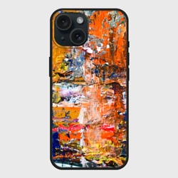 Чехол силиконовый для Apple iPhone 15 матовый Абстрактные мазки кистью художника