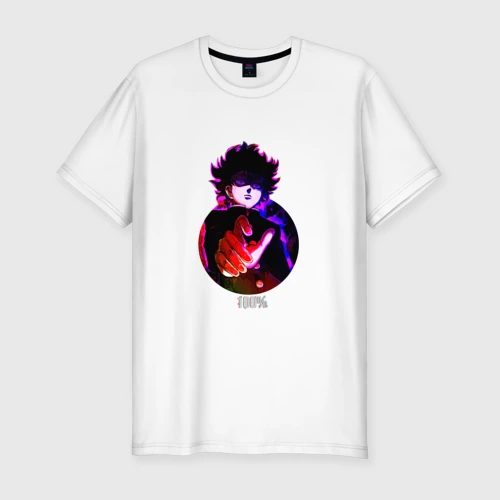 Мужская футболка хлопок Slim Anime Mob Psycho 100 Shigeo